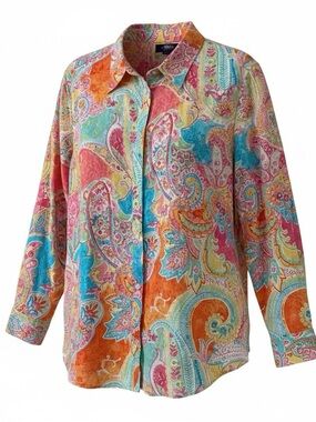 Chaps  Like New Vibrant women's button up top. Size 3X